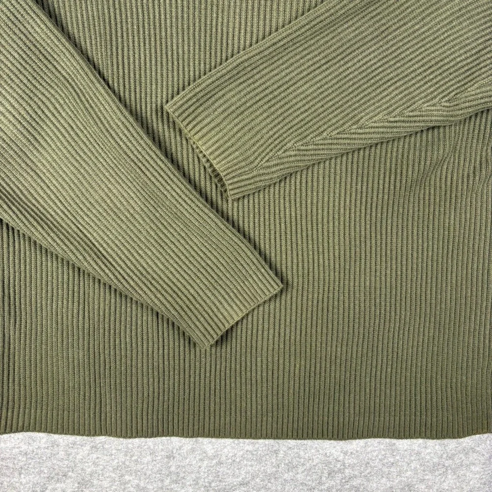 Banana Republic Organic Cotton Mock Neck Ribbed Sweater Mens Large Olive Green - Picture 3 of 6